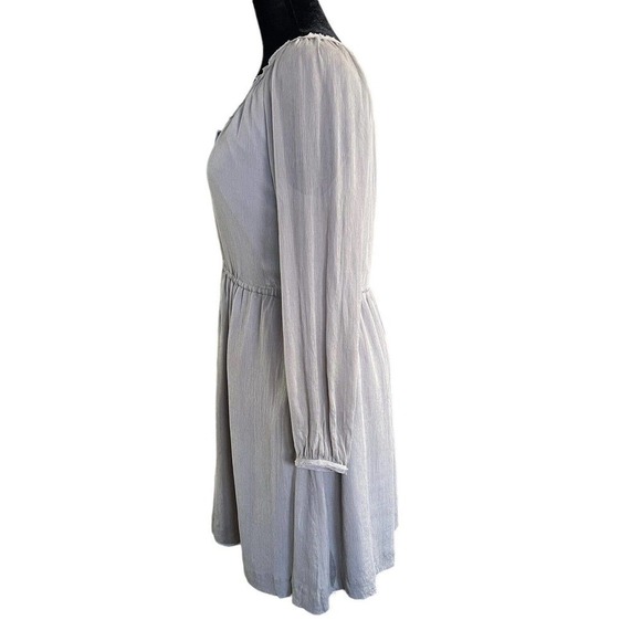 J Crew 100% Silk Gray Long Sleeve Size 2 Dress With Pockets Retails $168 - Picture 3 of 12